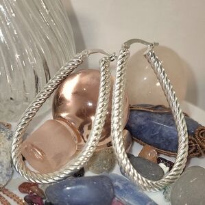 Elegant Sterling Silver Hoop Rope Earrings